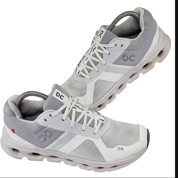 On Running Shoes - On Cloudrunner Womens Size 9.5 White Gray Running Sneakers Shoes Comfort Shoes